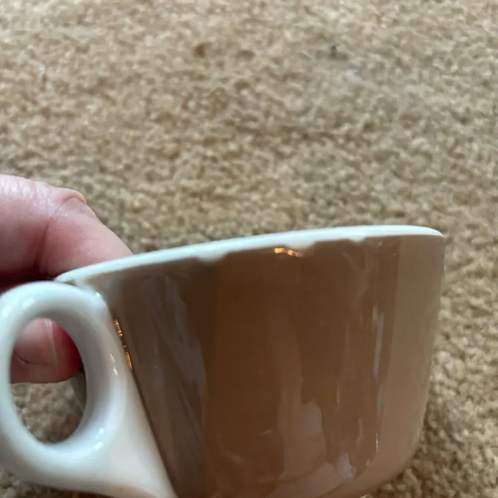 Jackson China Brown Cup With T In Red Diamond
